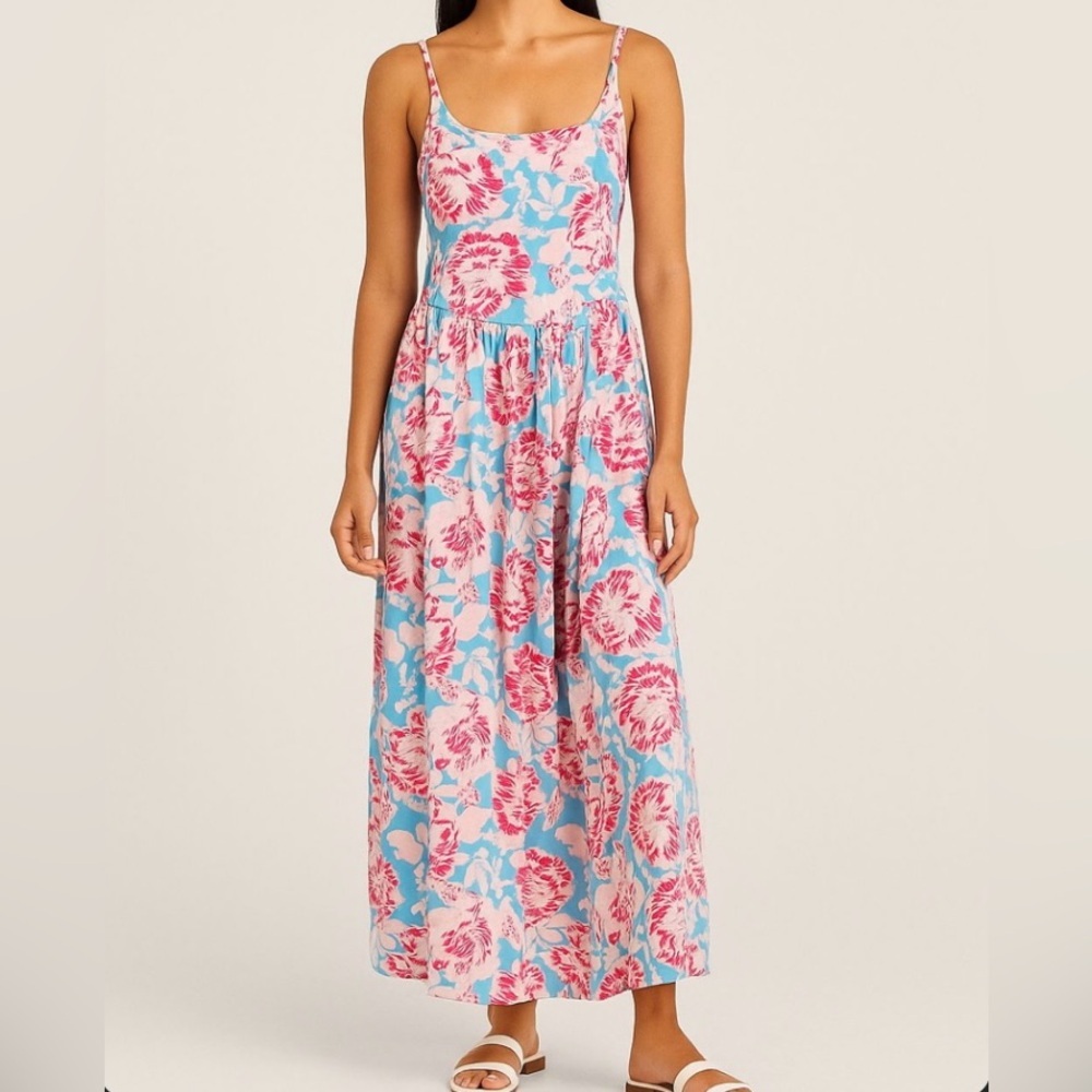 Grace Karin Blue and Pink Floral Maxi Dress
